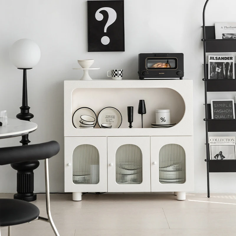 European cream white living room furniture nordic home luxury cabinets mdf wooden glass display storage cabinet with drawer