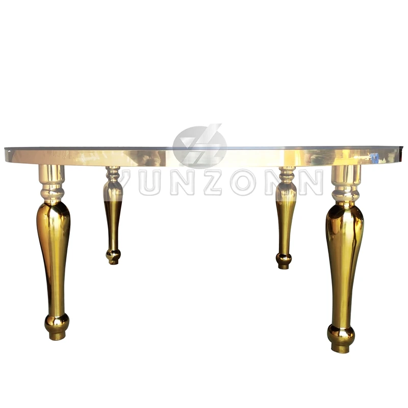 Modern round Dining Table with White MDF Top and Stainless Steel Base for Hotels Weddings Outdoor Events