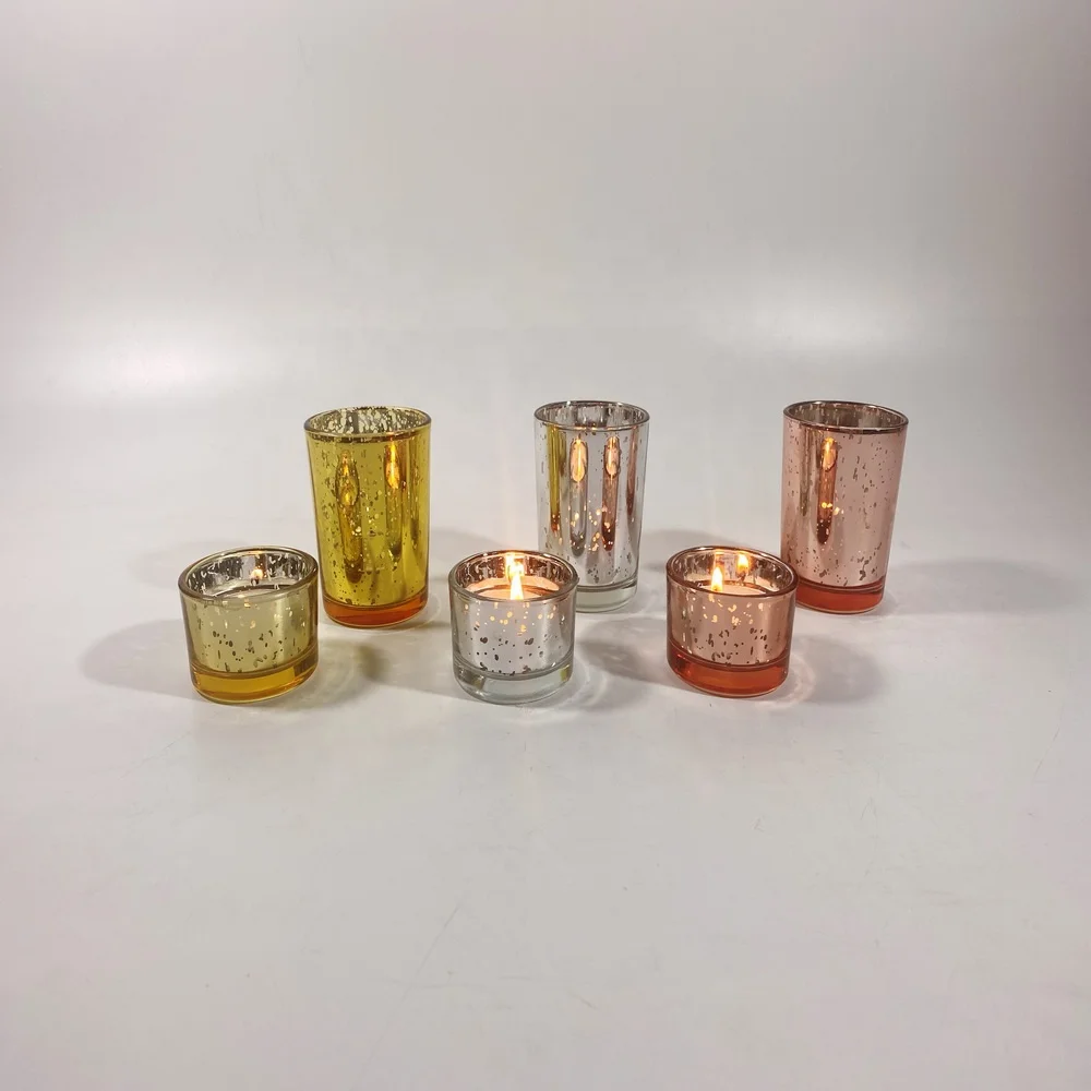 gold silver rose gold mercury votives glass candle holder sets for Amazon