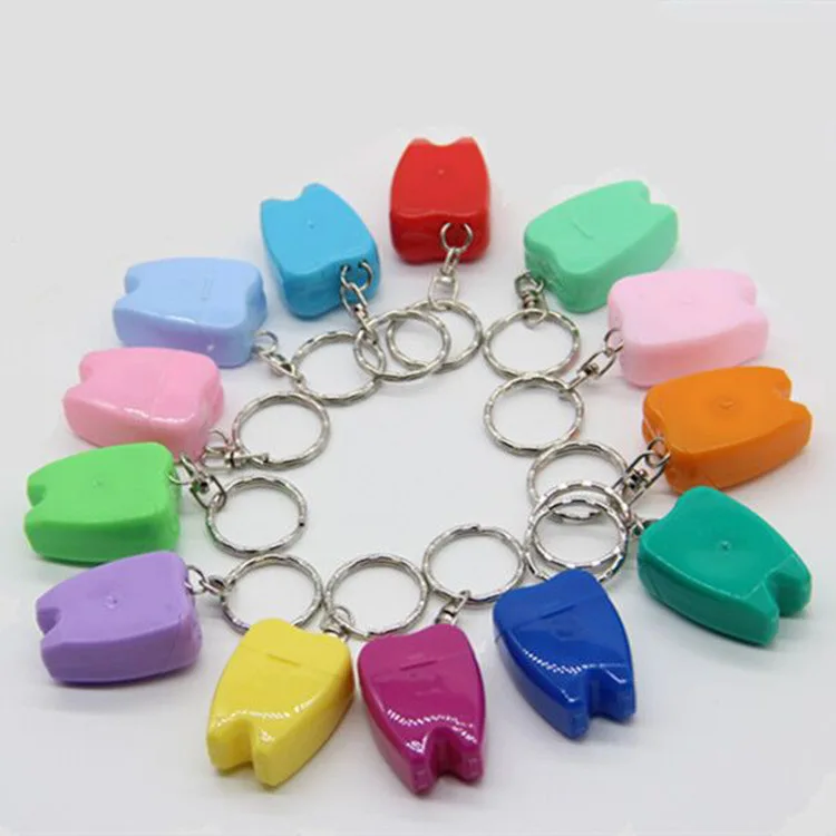 10m  dental Floss Tooth Keychain tooth Shaped Dental Floss Keychain