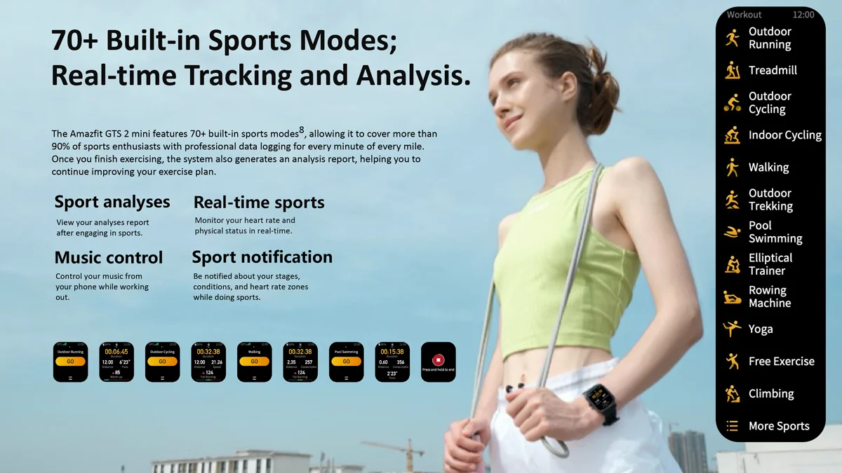 Amazfit GTS 2 мин Smartwatch 5ATM Водонепроницаемость активно-матричные осид дисплеем 70 спортивных режимов кислород в крови сердечный ритм отслеживания для