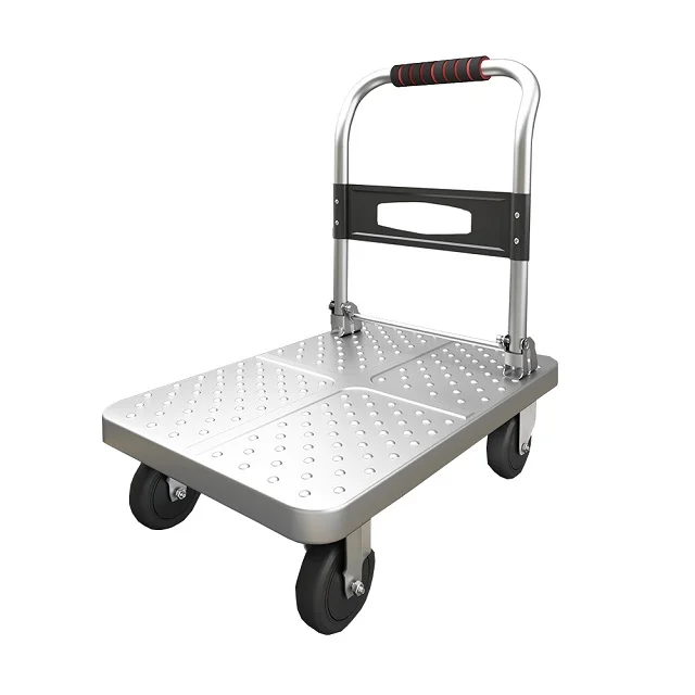 Plate, Industrial Platform Hand Truck Cold-rolled Steel Size 60*40cm Load 210kg 4 Inch PVC Wheels, 2cm Black Shopping Trolleys