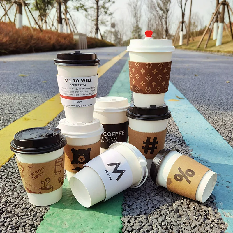 thermal insulation customized milk tea coffee manufacturer creative anti-scalding corrugated cup holder sleeve
