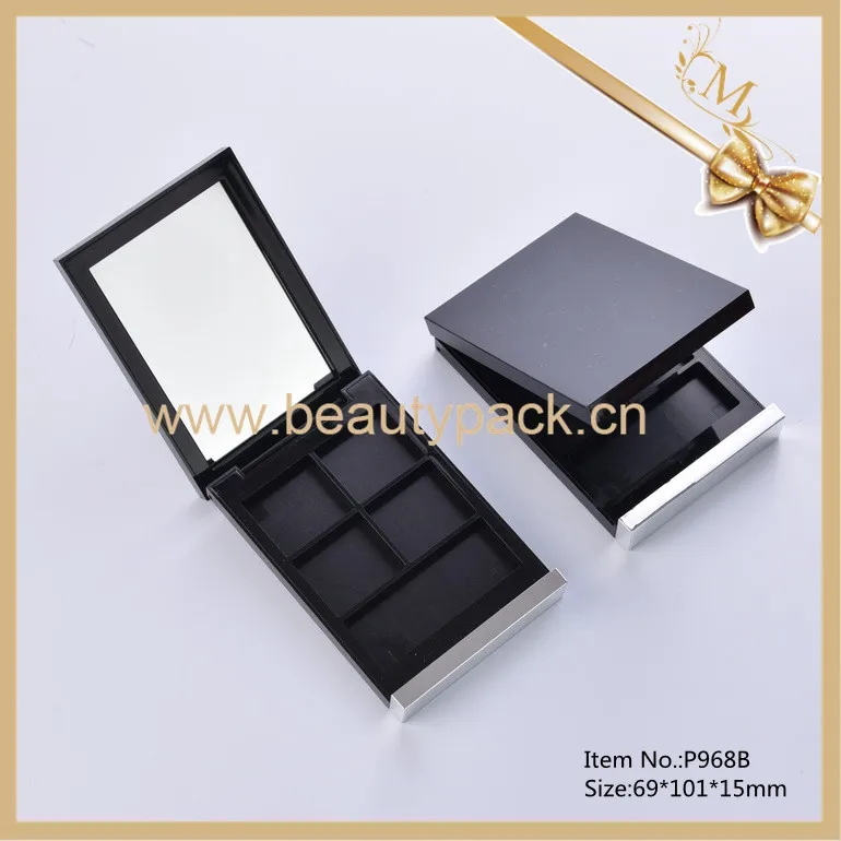 
Best Price Custom 4 Color Black Empty Magnet Eyeshadow Case with Brush Luxury 