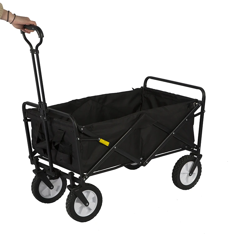 Outdoor metal collapsible black folding trolley wonder wagon beach cart