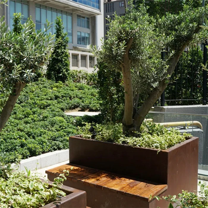 Garden Customized Corten Steel Cube Planter Rust Square Metal Plant Flower Pots Outdoor Box Planters