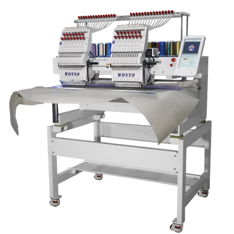 Auto Thread Break Detection Double Head Computerized Embroidery Machine Video Technical Support suit for jeans, shoes, insoles