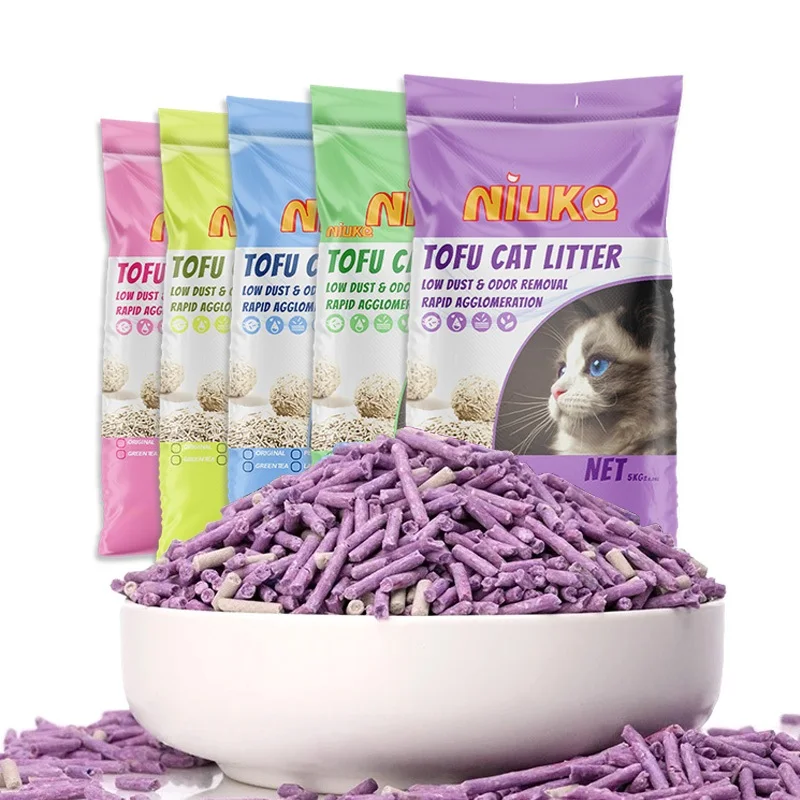 Free Samples Odor Control Milky Peach Green tea Coffee Lavender Clumping Tofu Cat Litter high quality