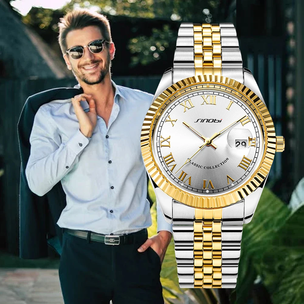 Calendar Watch Men high quality Stainless Steel Strap from China Watch Factory