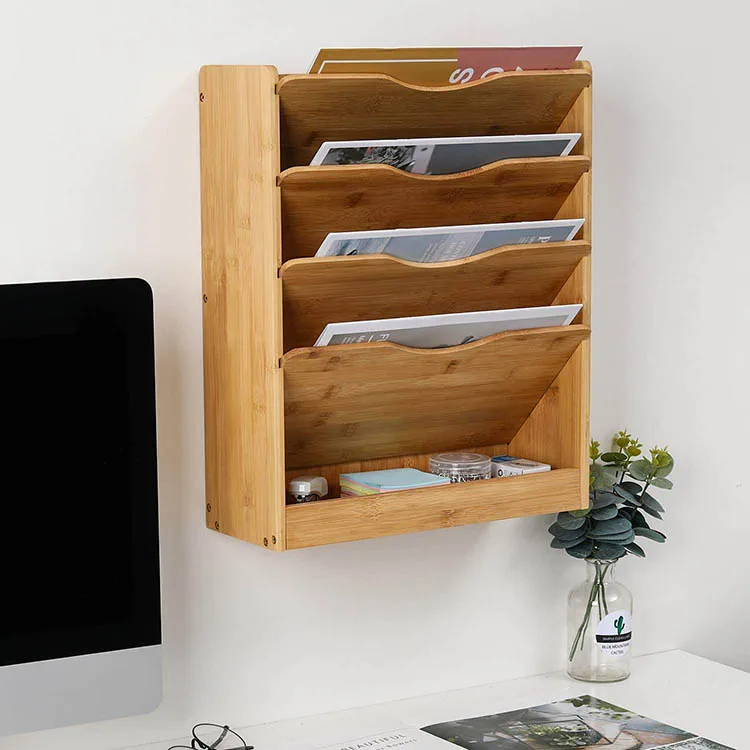 Factory 5 Tier Office Storage Bamboo Wall Mounted File Organizer