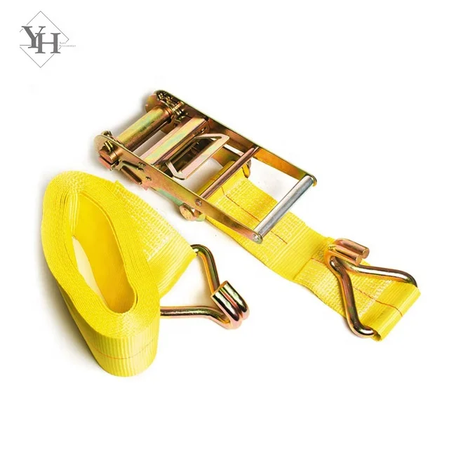 heavy duty 50mm 5T 5M 6M 8M 9M 10M 12M aluminum truck cargo lashing belt ratchet tie down straps with double j hook