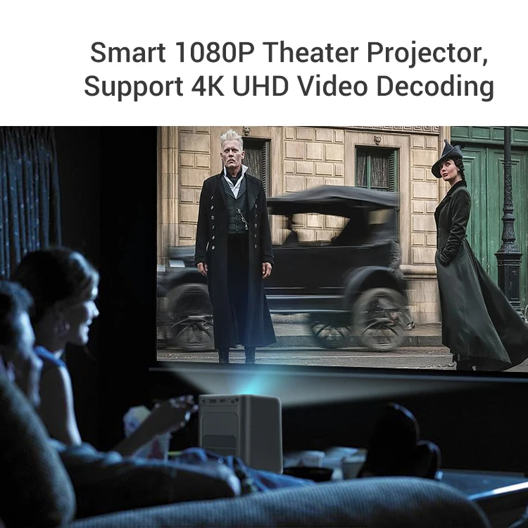 LCD 4K Android 9 Smart Projector WIFI Bulit-in Speaker Home Theater Wireless Outdoor Cinema Smartphone Phone Movie Projectors