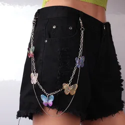 В Горошек Оптовая продажа уличный стиль ретро, с застежкой на двойную металлическую смолы штаны с принтом бабочек; Цепь хип-хоп мяч брюки ремень цепочка аксессуары для одежды