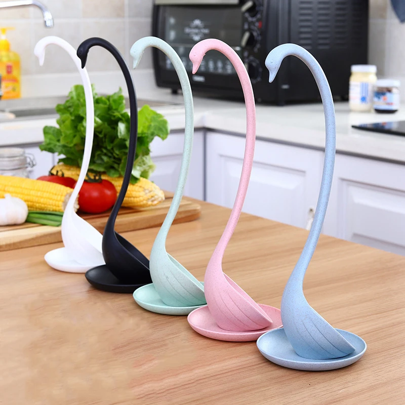 
Soup Creative Wheat Straw Tableware Dinnerware Swan Long Handle Multifunction Spoon Kitchen Tools 