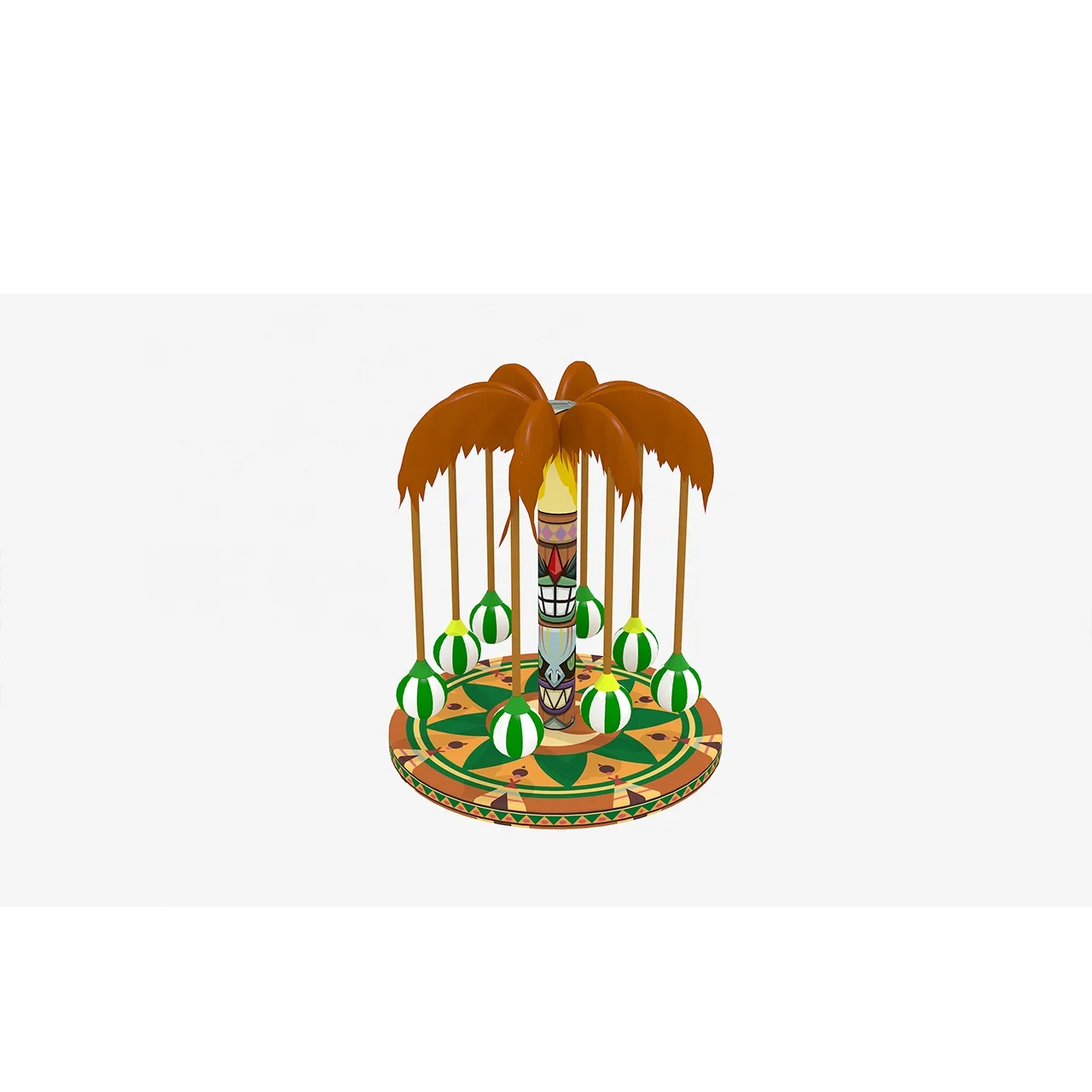 Children Indoor Playground Equipment Carousel Manufacturer Coconut Tree Customization Amusement Electric Games Turntable