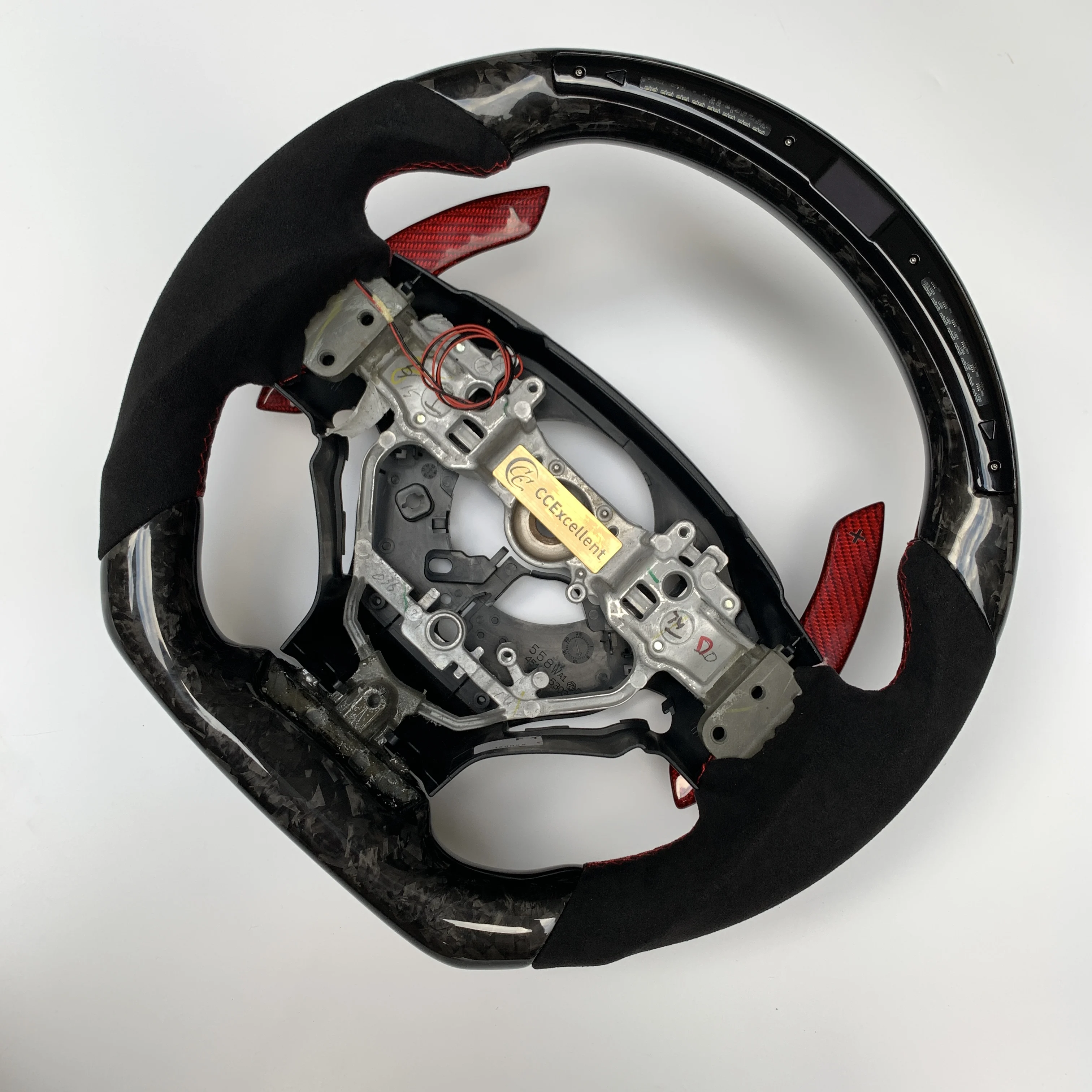 Factory supply forged LED carbon fiber steering wheel for Lexus 2014+ is250 is350  with red paddle shifters