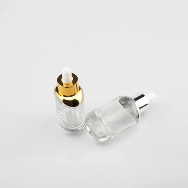 Cosmetic 30 ml Skincare Essential Oil Hair Serum Flast Shoulder Bottle Frosted Clear Pipette Dropper Glass Bottles