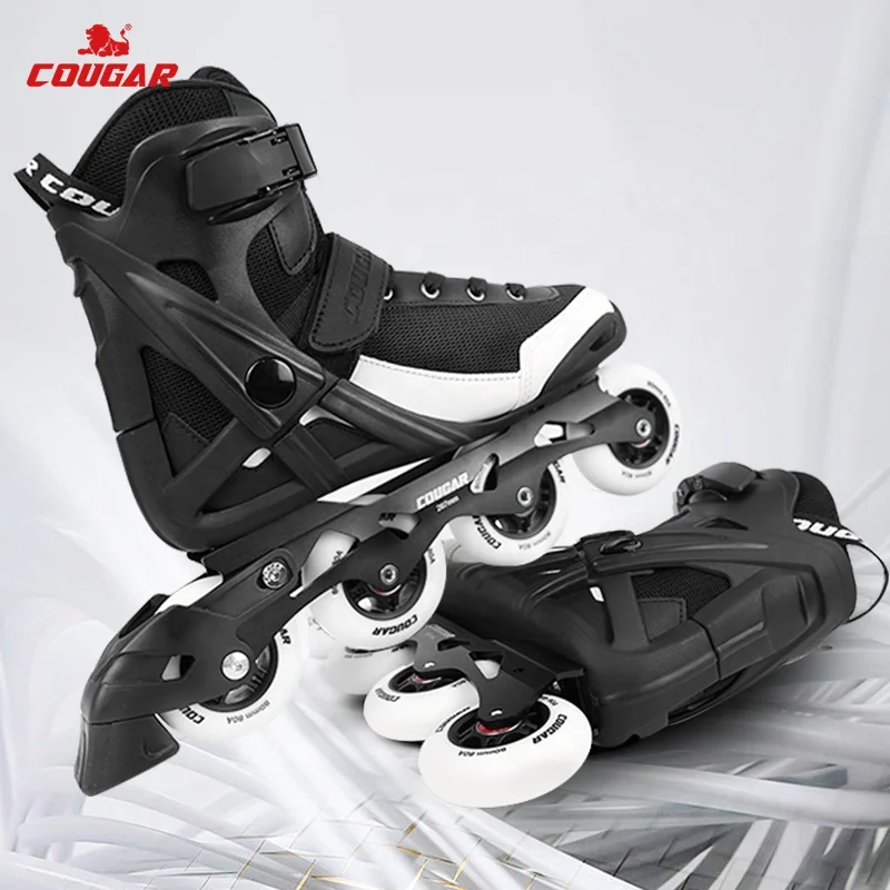 MZS109 Cougar Fitness Skates Men Women Skating Shoes Adult Boys Street Flashing Roller Skates