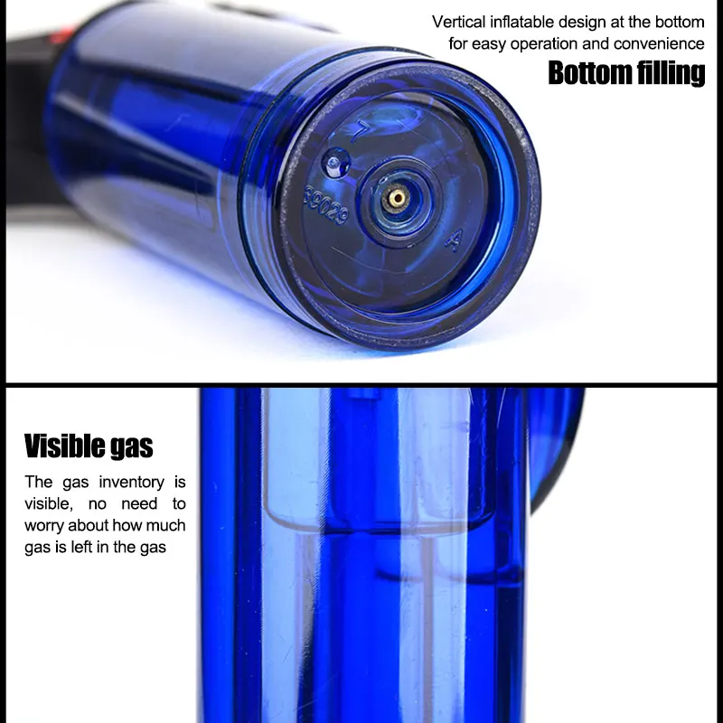 High jet Flame Lighter Butane Gas Transparent body design Refillable Adjustable Butane Jet Torch Lighter BBQ Tools Smoke Lighter