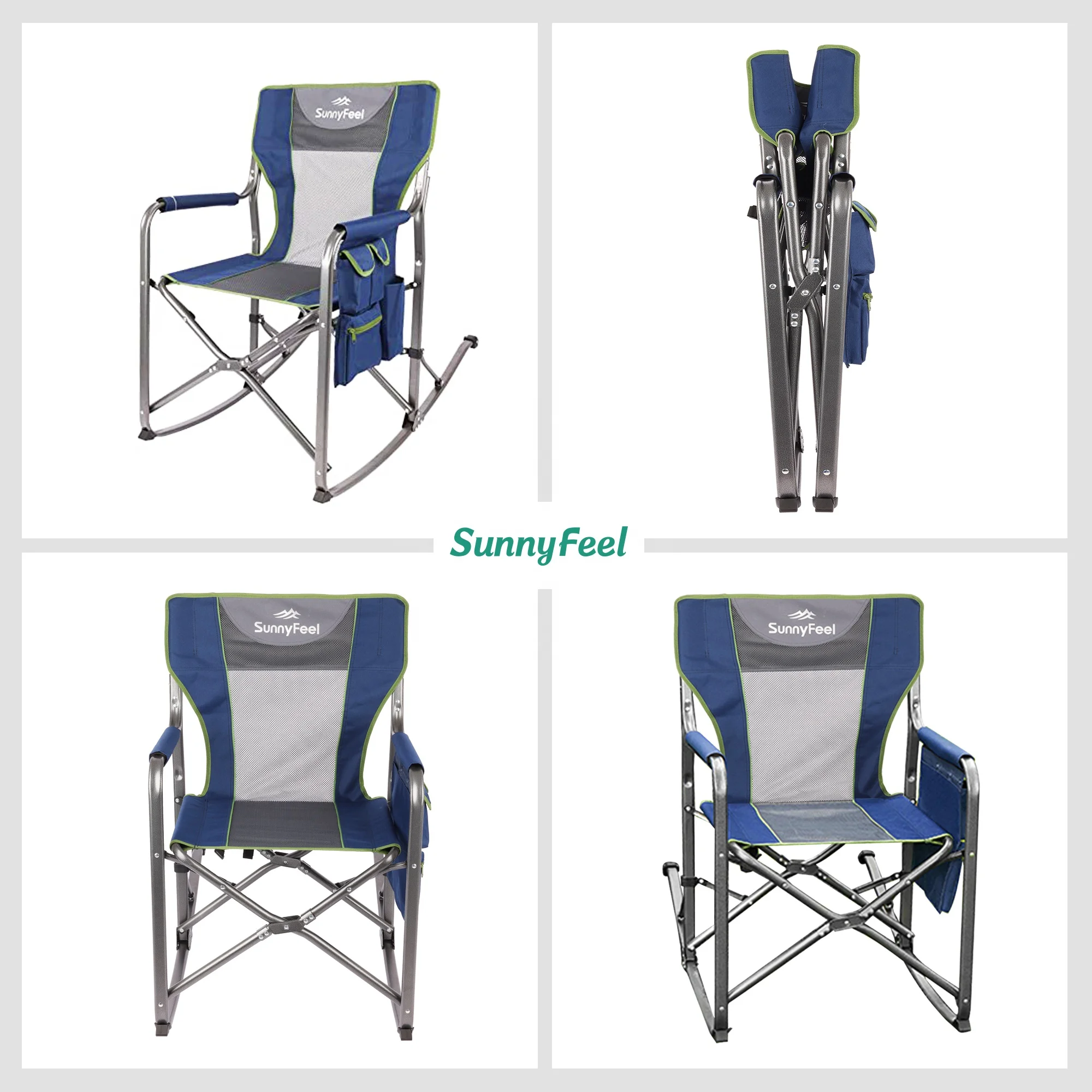 SUNNYFEEL Outdoor Furniture Portable Camping Chairs Folding Outdoor Steel Wood Grain Foldable Fishing Kermit Chair