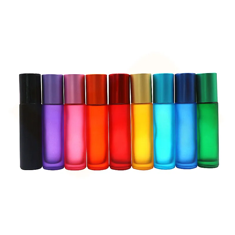 Custom Empty Colorful 10ml Cosmetic Bottle Skin Care Essential Oil Roller Bottle with Screw Cap
