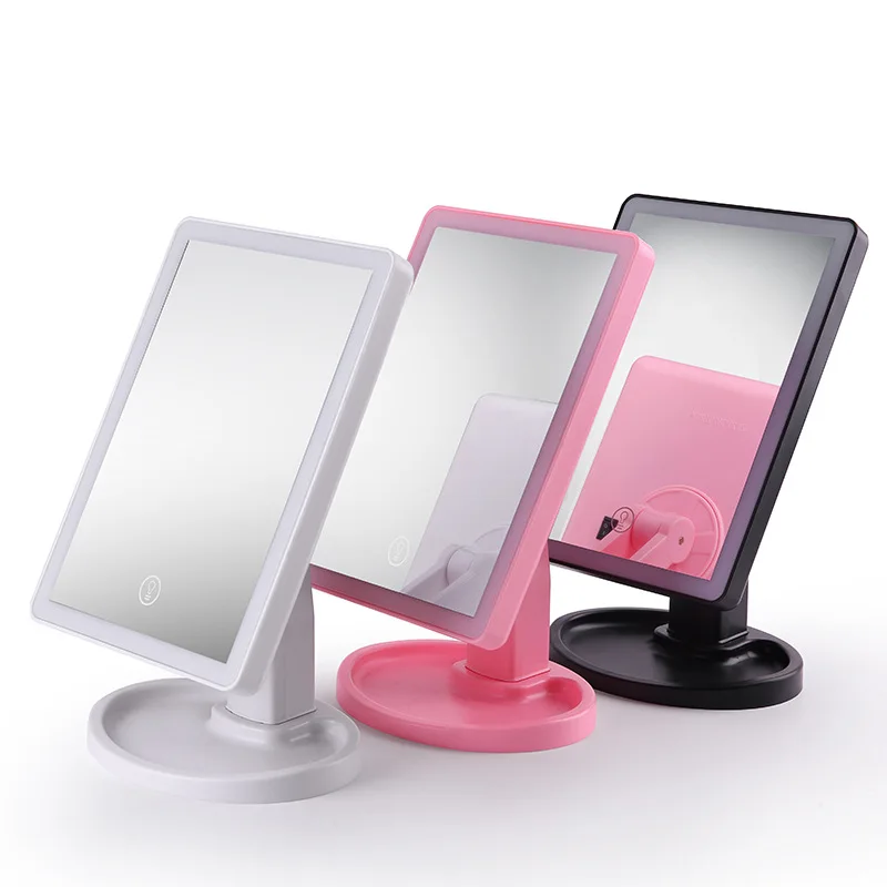 
LED Fashion Cosmetic Mirror Trifold desktop foldable lighted makeup mirror for girl 