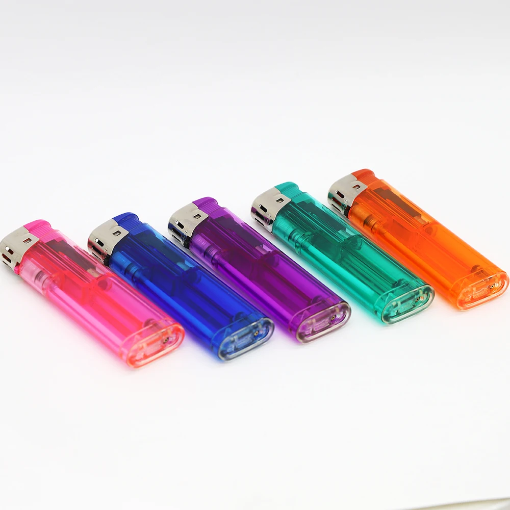 M6090 Ordinary Lighter Solid Color Transparent Plastic Lighter