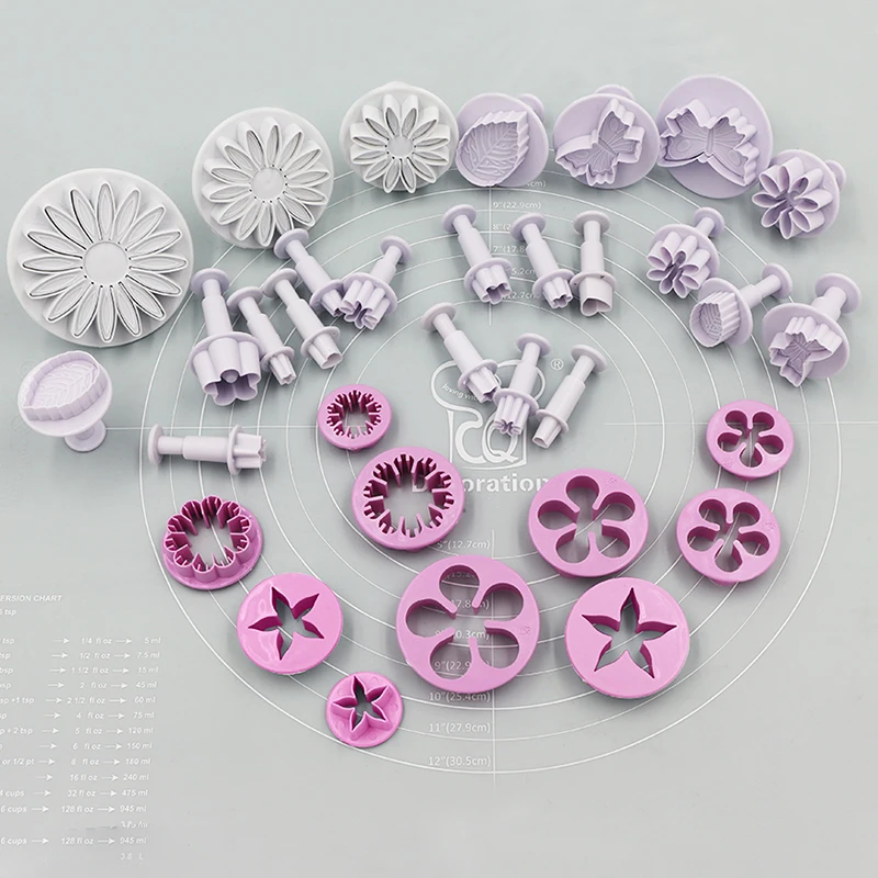 Plastic Rose Flower Cutters Set Fondant Cake Decor Gumpaste Flowers Modelling Tools for Cake Decoration Pack of 33pcs