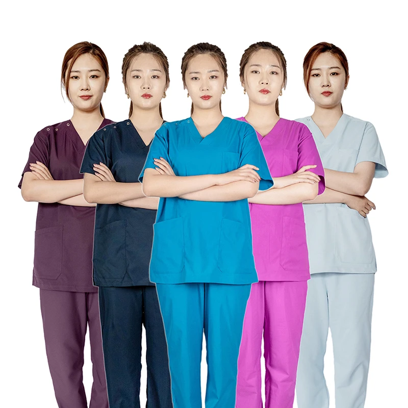 
Top Quality Hospital Uniforms Medical Scrubs for Women Scrub Sets Hospital Field 65 % Cotton and 35% Polyester for Unisex 1pcs 
