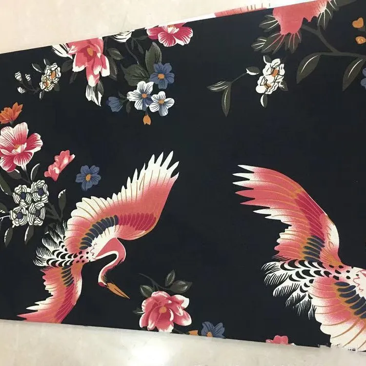 Custom digital print rose design cotton stretch twill fabric for cloth