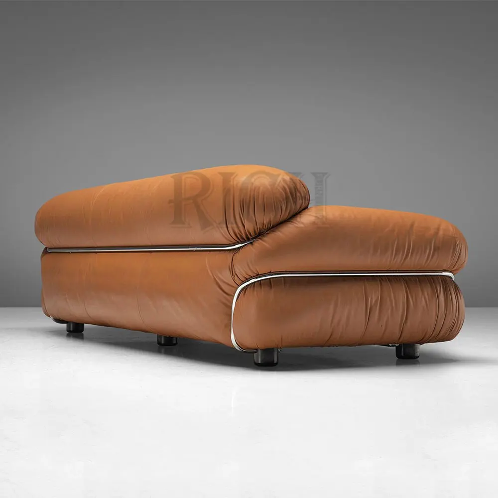 vintage couch living room modern low arm sofa Italy top grain leather large sofa modern brown genuine leather sofa