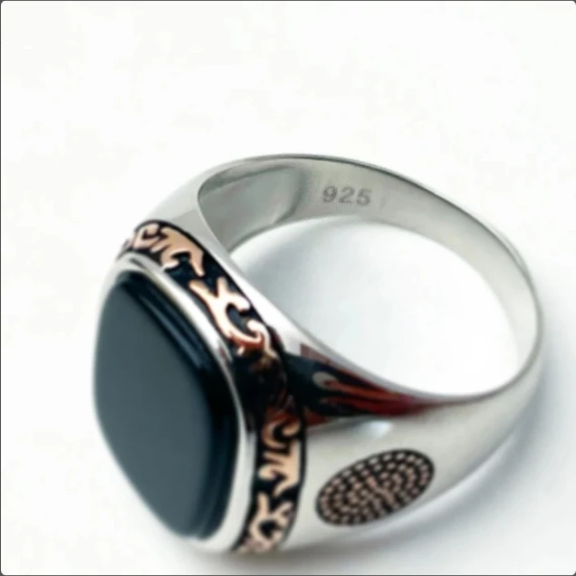 Black Onyx Ring Handmade Black Gemstone Turkish Jewelry Ring Waterproof Unisex Ring