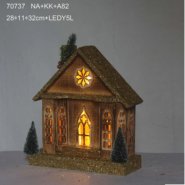 led lighted wooden house with lights for Christmas festival decoration