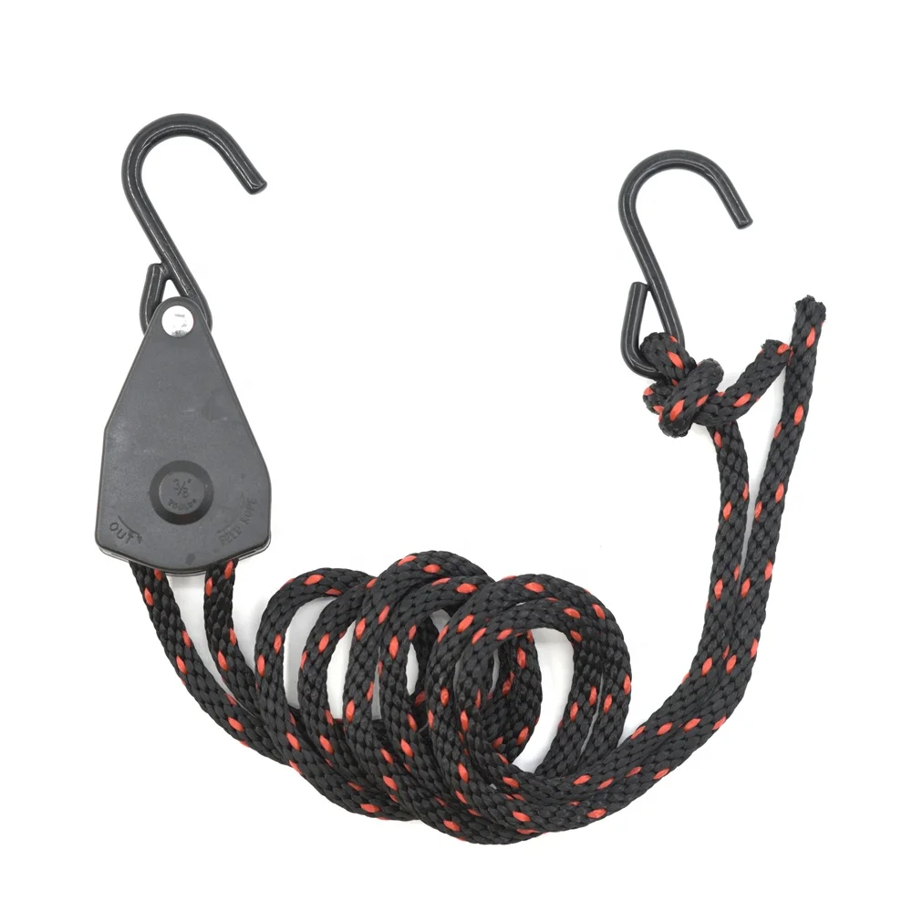 3/8 inch 8-feet rope ratchet tie down heavy duty with coated S hooks