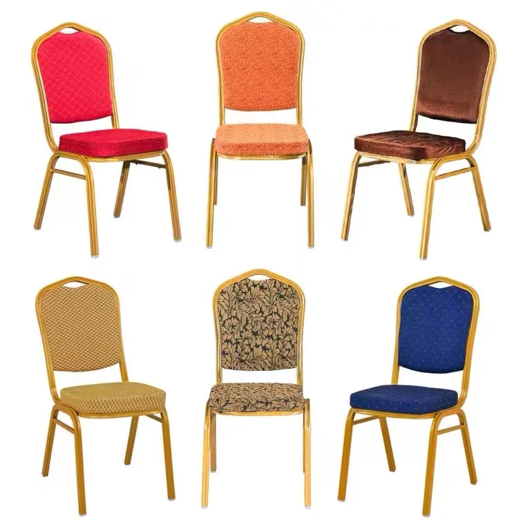 hotsale gold red stackable metal fabric wedding event hotel conference chairs aluminum vip hall banquet chair for events banquet