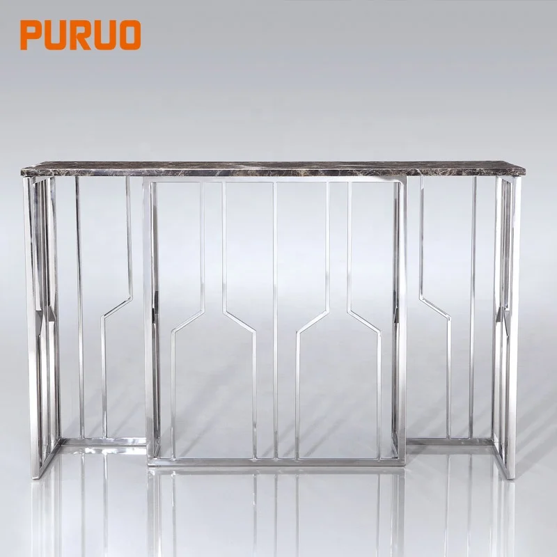 Furniture gold metal base artifical marble console table