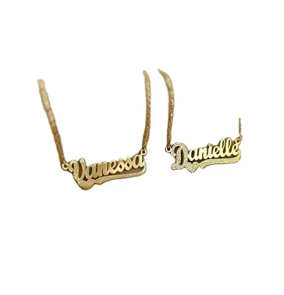 Personalized Name Necklace , Classic 18 K Gold Plated High Polished Stainless Steel Custom Name Necklace For Women