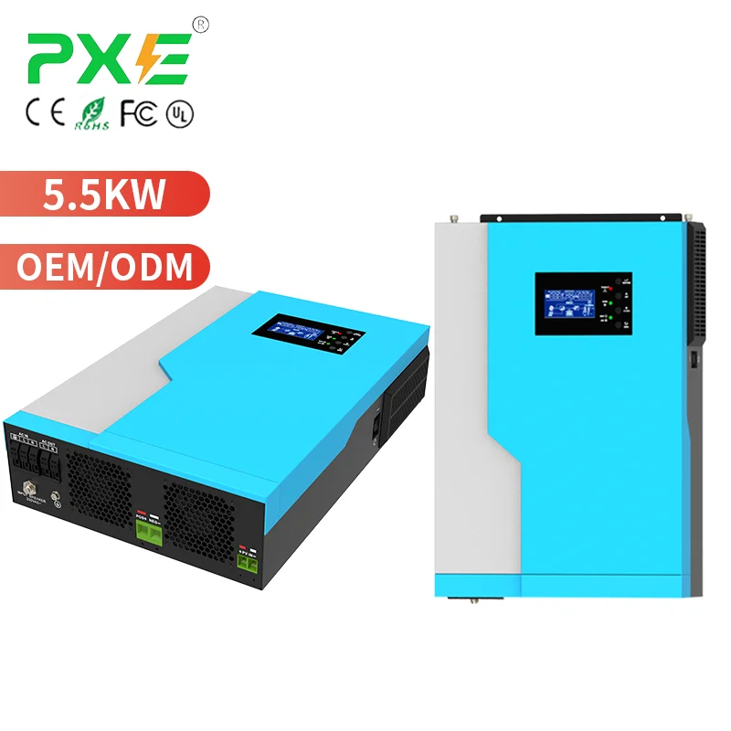 On/Off Grid Hybrid Solar Inverters 3.5KW 5.5KW MPPT Charge Controller 230VAC with GPRS WIFI IOS Android Pure Sine Wave Inverter