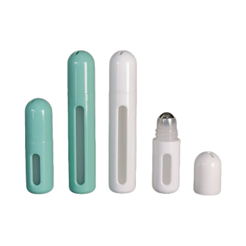 Cosmetic Essential Oil Roll On Bottles 2ML 5ML With Steel Ball Lanyard For Personal Care Plastics Roller Bottle Reusable