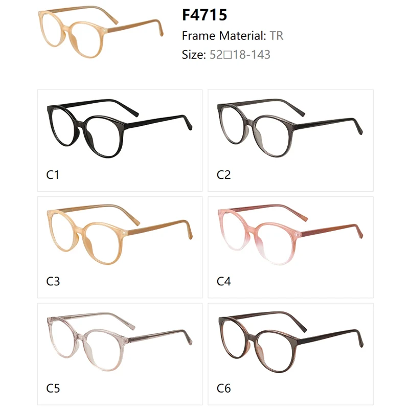 Eyewear Trend 4715 Wenzhou Unisex Fashion Spectacles TR Optical Frames Round Eyeglasses Myopia Glasses Frames