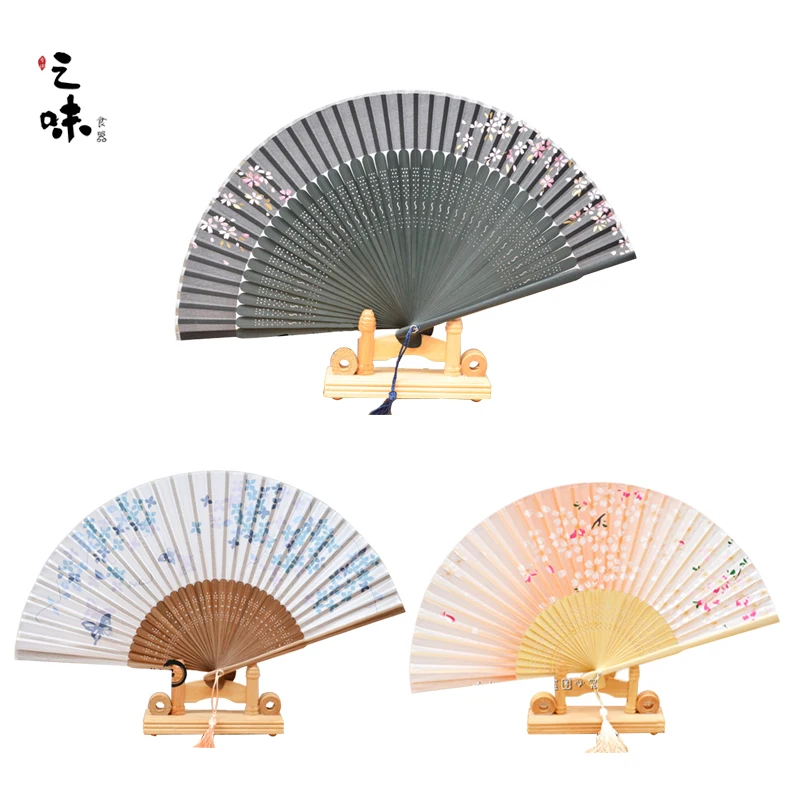 
Edo Japanese element Japanese zefeng antique geisha small fan portable decorative silk folding fan 