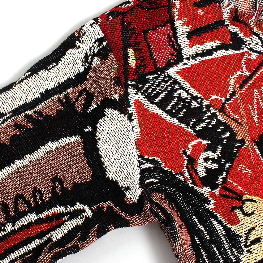 New design Custom Tapestry Sweater Crew Neck Pullovers Knitted Blanket woven jacquard tapestry Pullover clothing