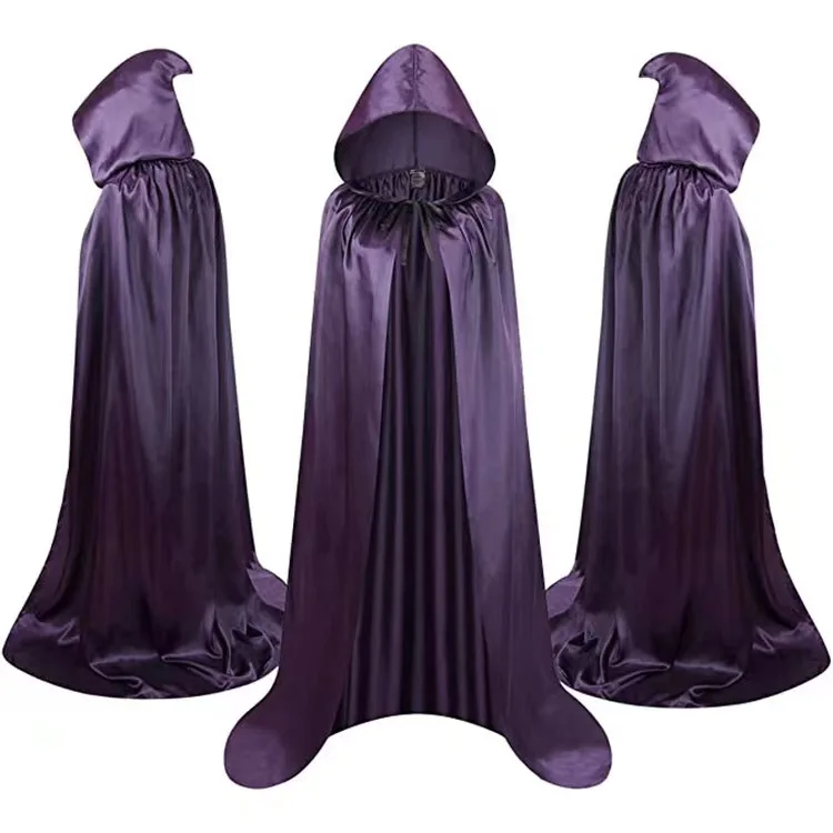 Halloween Vampire Cape Cosplay Devil Costume Unisex Long Black Hooded Cape