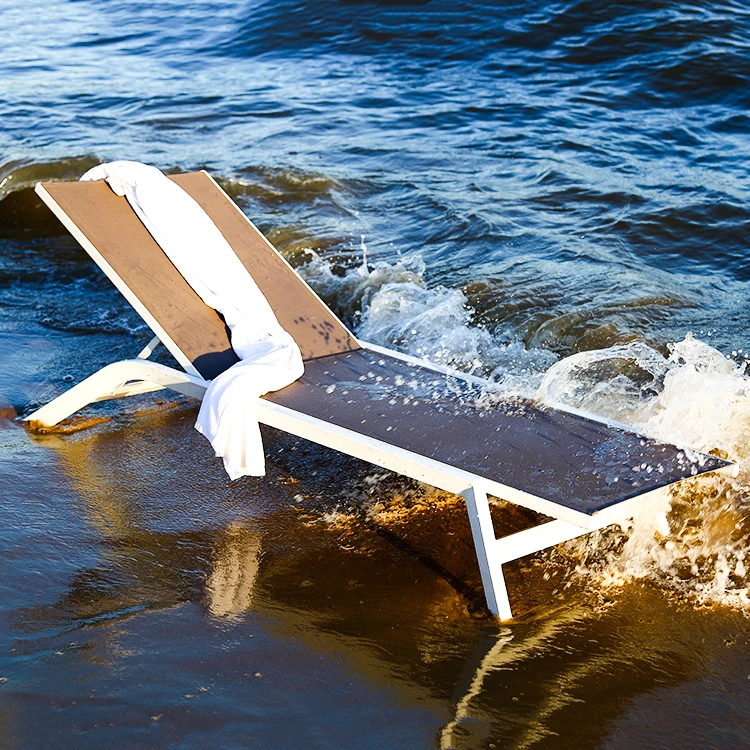 Hot sale modern beach chaise lounger furniture outdoor garden aluminium leisure chair patio poolside sun lounger