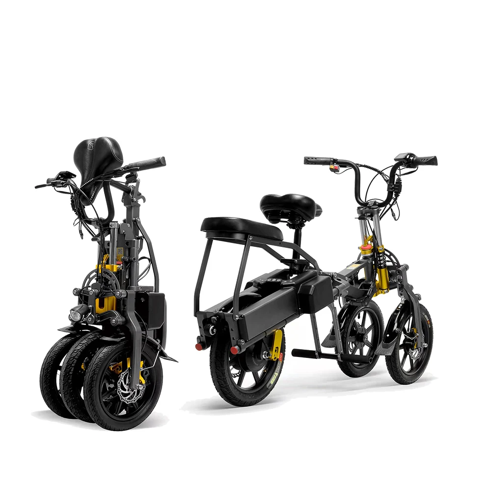 Wholesale 3 wheels 500w 48v dual battery adult folding electric cycle bike