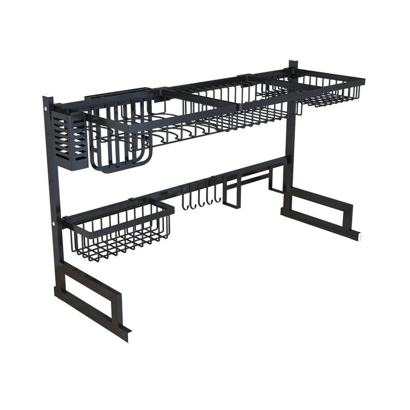 Factory Dish Drying Rack Over Sink 2 Tier Stainless Steel Length Expandable Kitchen Dish Rack