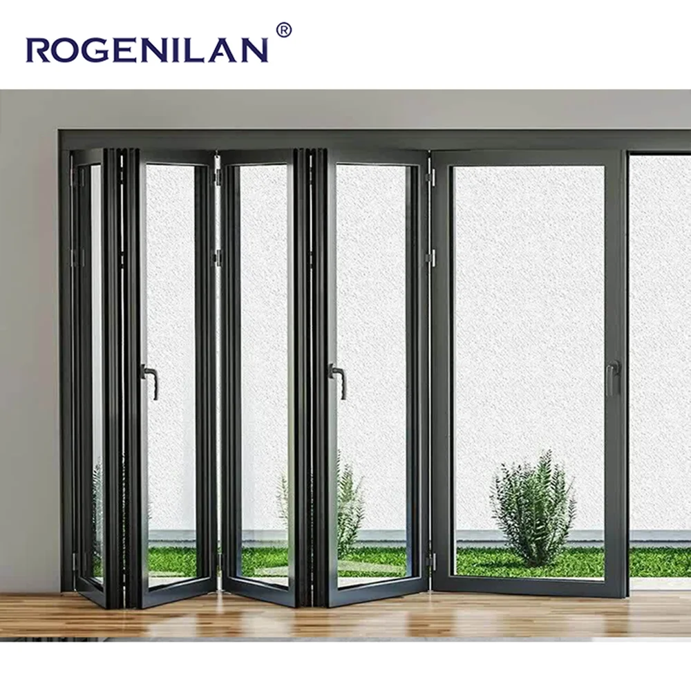 Modern Waterproof Accordion Door Balcony Partition Bifold Doors Aluminum Villa  Foldable Slide Patio Lowe Glass Door