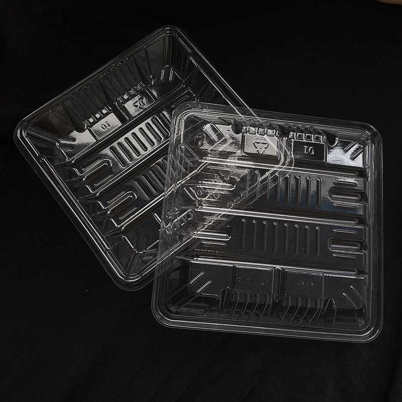 Custom Transparent Disposable Takeout Tray Rectangular Plastic  Food Packing Tray Box