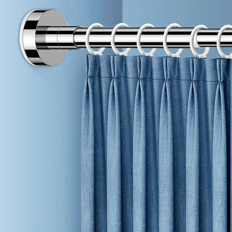 Bathroom Bathtub Corner Non-Punching Telescopic Black Straight Iron Shower Curtain Rod From China