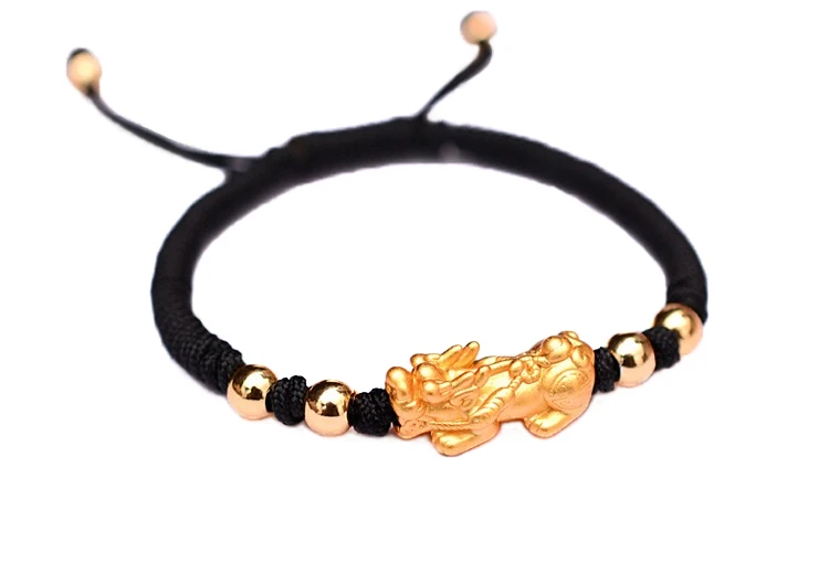 Fashion Handmade Lucky Charm New Hand-Woven Pure Silver Gold-Plated for Men And Women Chinese Pixiu Bracelet